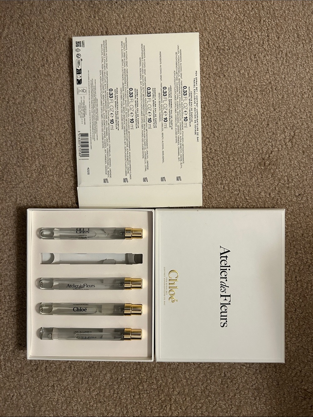 Atelier des fleurs by Chloe pen spray perfume travel set missing one